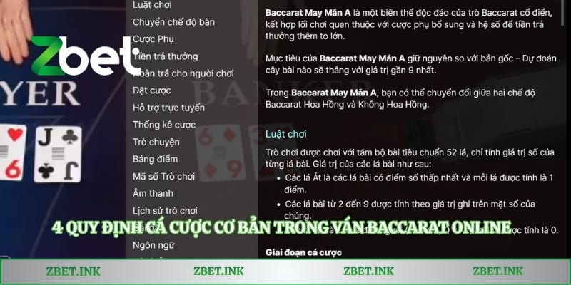 4 quy định cá cược cơ bản trong ván Baccarat online