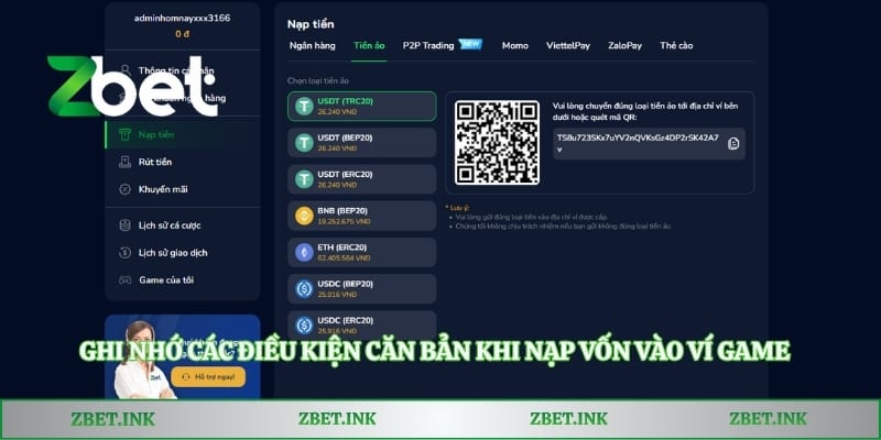 Ghi nhớ các điều kiện căn bản khi nạp vốn vào ví game